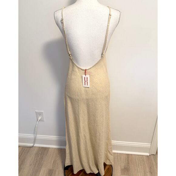 Solid & Striped x Sloane Stephens The Elizabeth Linen Dress Metallic Chrome New - Picture 8 of 13